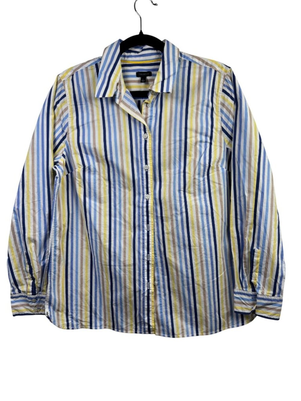Talbots Striped Button Up Shirt size Large Multicolor Long Sleeve 100% Cotton